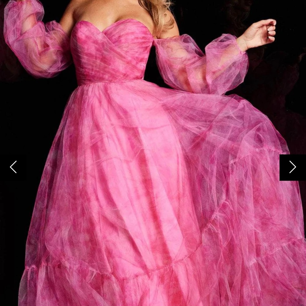 Jovani Pink Long Sleeve Gown